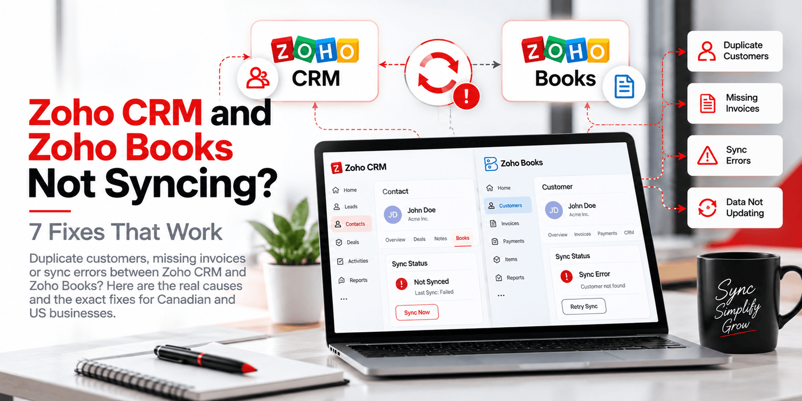 Zoho CRM and Zoho Books Not Syncing? 7 Fixes That Work